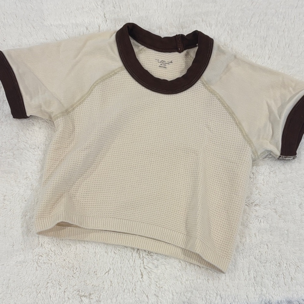 Urban Outfitters Cream and Brown Crop Top